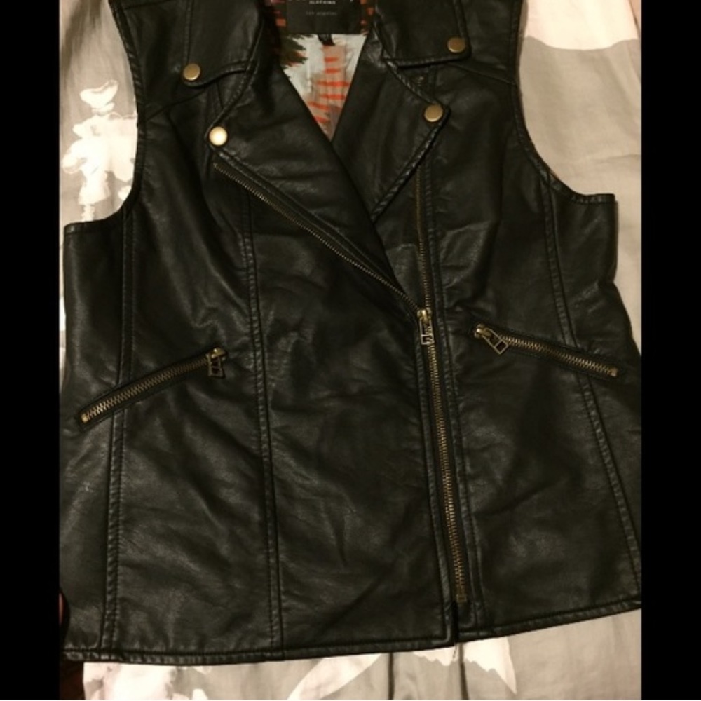 New🌟Black snap button /zip front Moto vest 🌟 - Picture 7 of 8